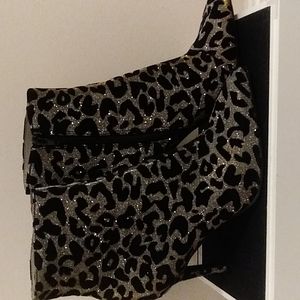 Sparkly animal print booties
